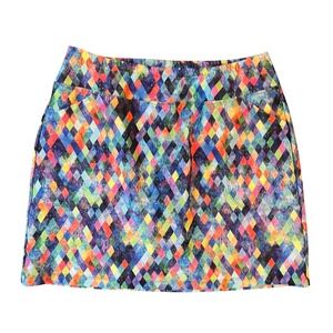 B Skinz Womens Large Multicolor Harlequin Diamond Athletic Tennis Golf Skort